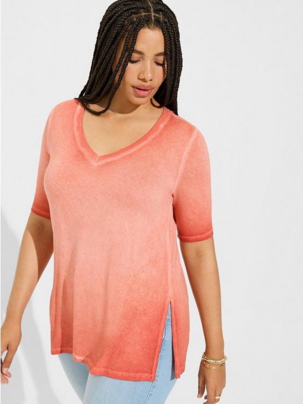 Torrid Favorite Tunic Super Soft V-Neck Side Slit Tee Size 3